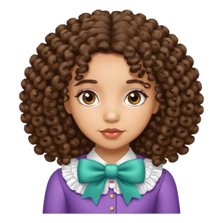 lightskin girl with medium length curly hair and bows sticker