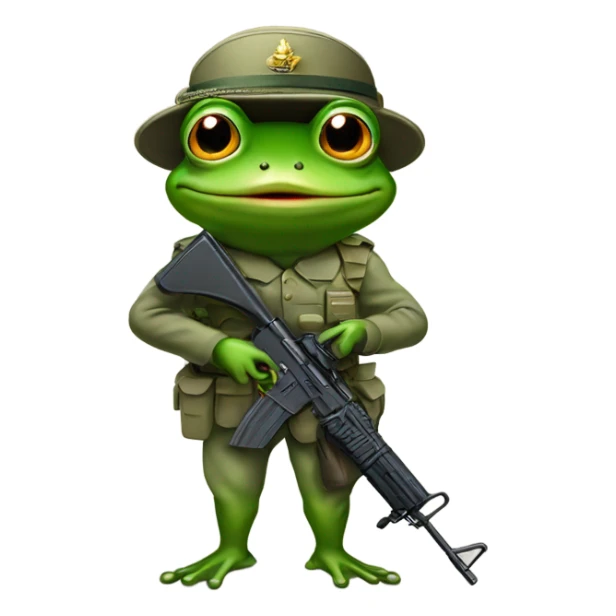 frog in military uniform with ak-47 sticker