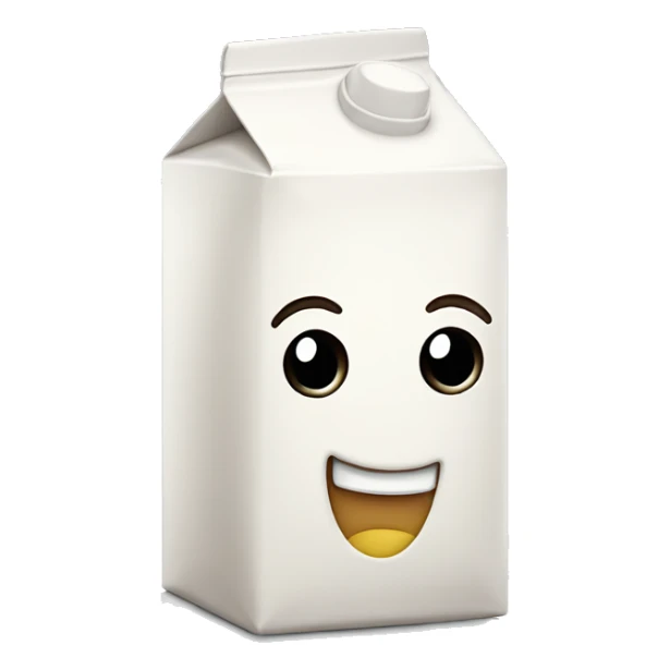 milk carton with smirking face sticker