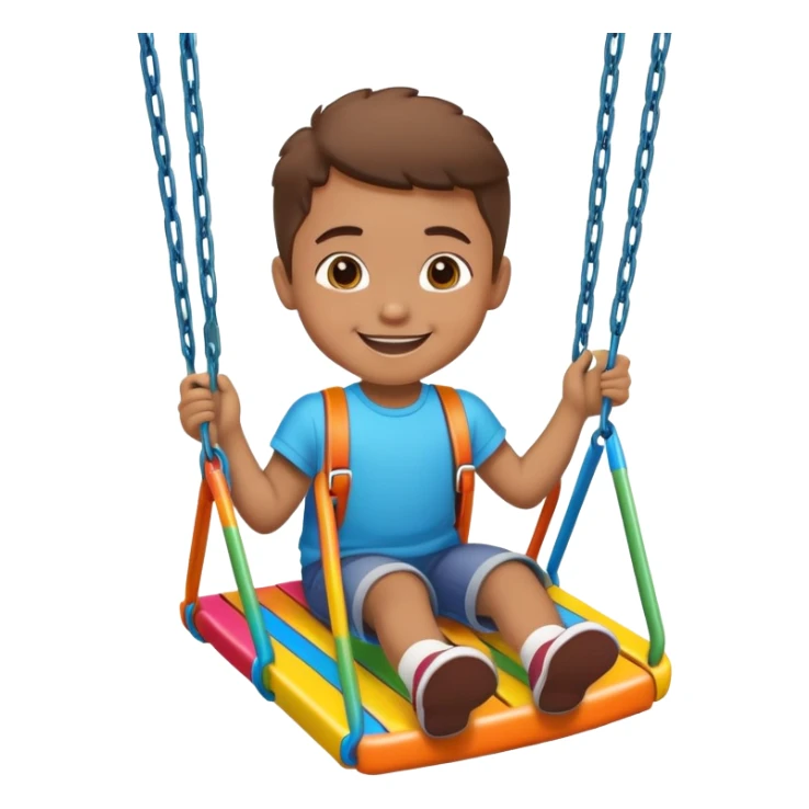 a colorful swing set with a smiling child, fun and friendly sticker