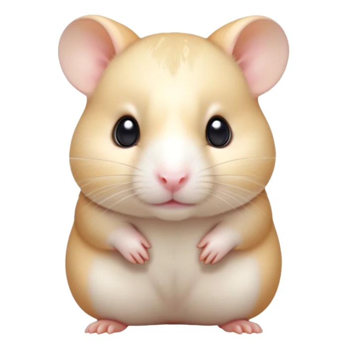 Cinematic Noble Cream Hamster Portrait Emoji, Poised and regal, with a tiny, compact build and a smooth, pristine cream coat, deep-set soulful dark eyes, Simplified yet sharp and sophisticated features, highly detailed, glowing with a soft, dignified glow, high shine, intelligent and energetic, stylized with an air of miniature elegance, focused and attentive, soft glowing outline, capturing the essence of a watchful and confident rodent, so majestic it feels as though it could scurry out of the screen with effortless authority! sticker