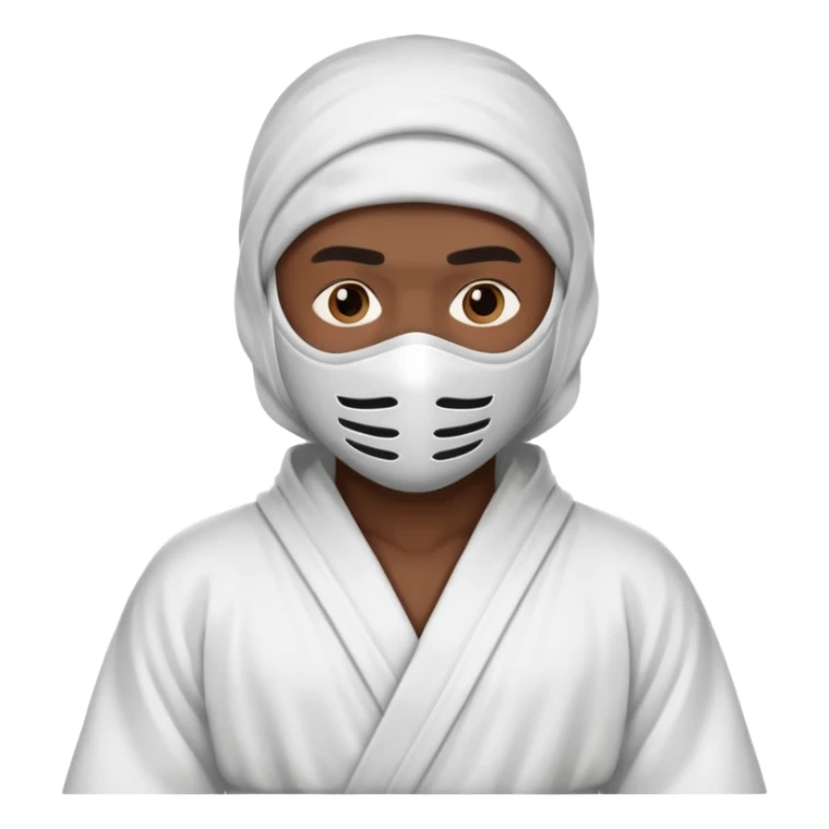 All white ninja robe with white mask and dark brown skin color sticker