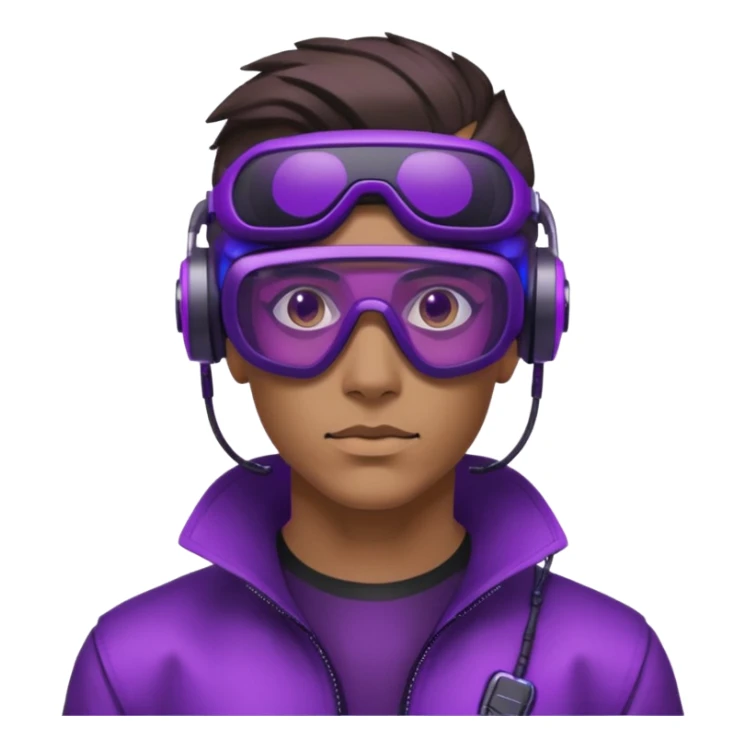 Cyberpunk man head 3d puruple cyber VR -glasses sticker