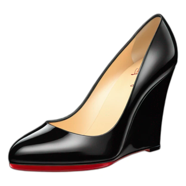 WEDGE heel LOUBOUTIN black leather PATENT sticker