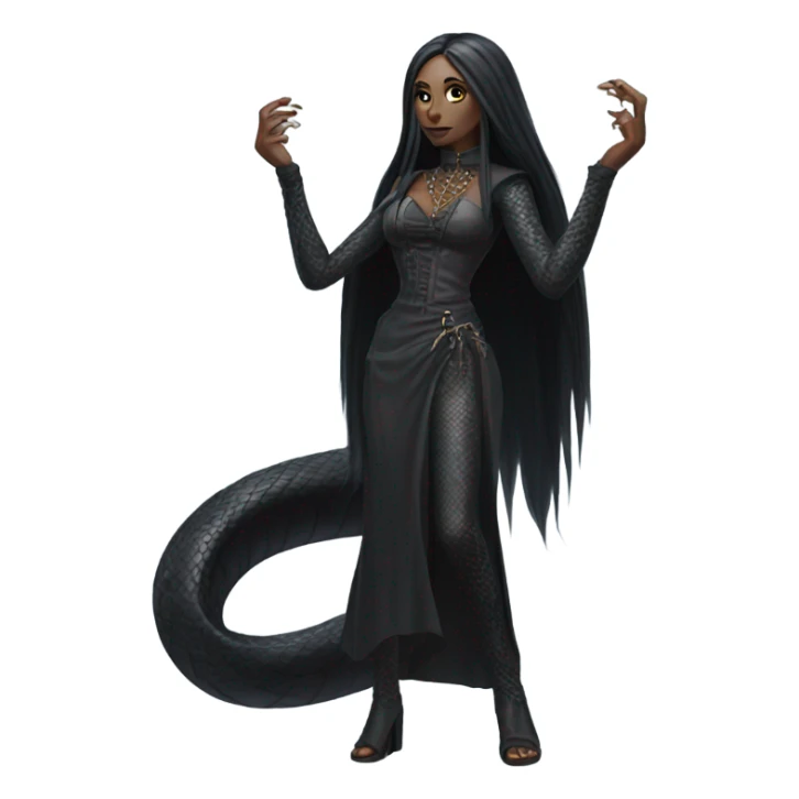 Gothic snakewomen with long hair , full body sticker