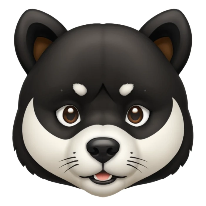 Black, wide, Akita dog head, bear like, with pointy ears  sticker