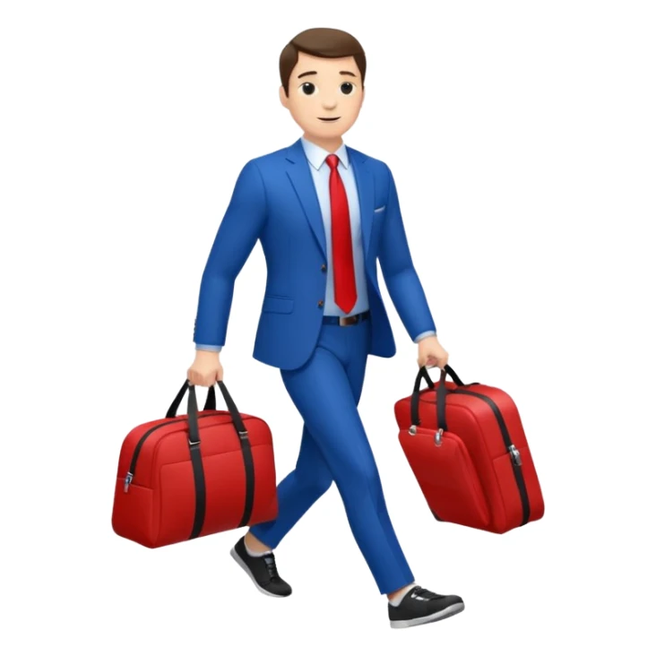 business man in a blue suit and red tie carry exercise sticker
