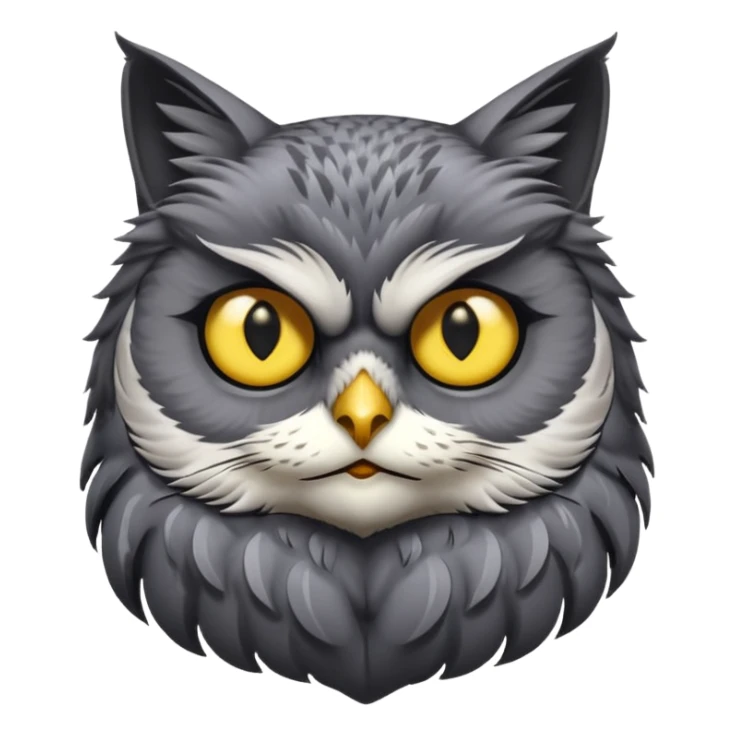 Give it a cat head with a owl body sticker