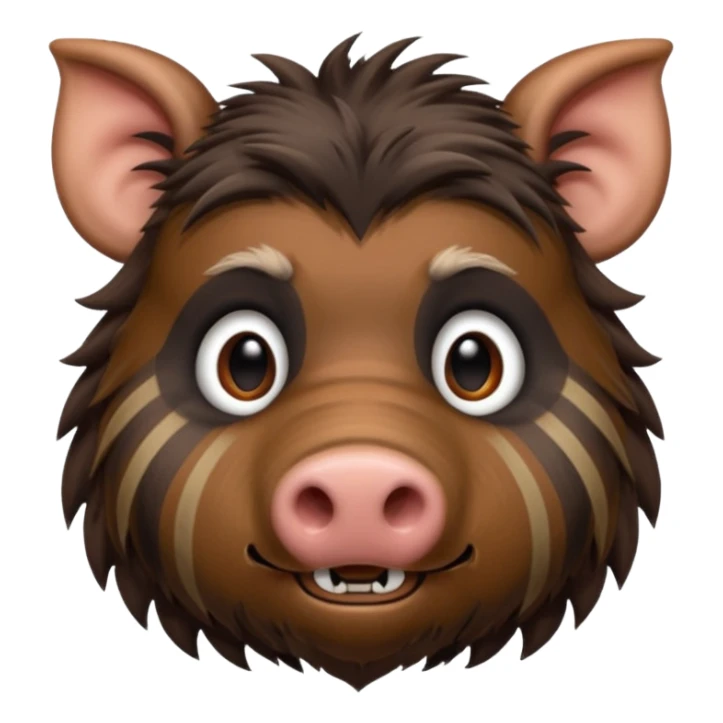 cute hairy boar, dark brown with stripes  sticker