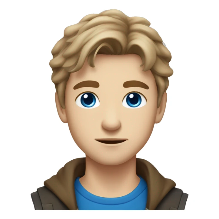 slavic young man with light brown hair, blue eyes and runic wearing sticker