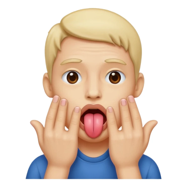 Tongue sticking out hands beside face sticker