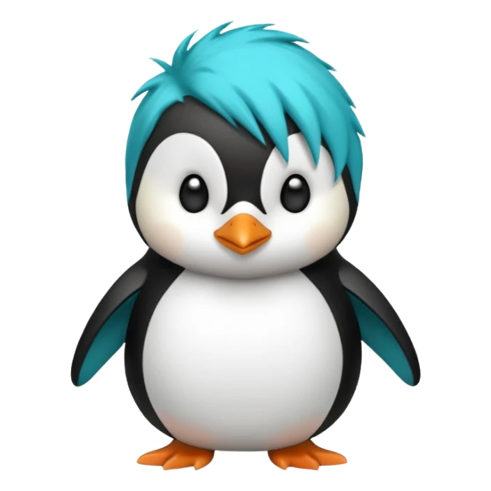 penguin with turquoise hair sticker