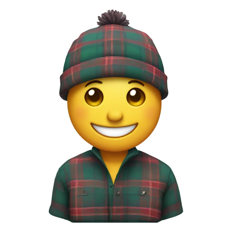 Smiling emoji in a tartan hat sticker