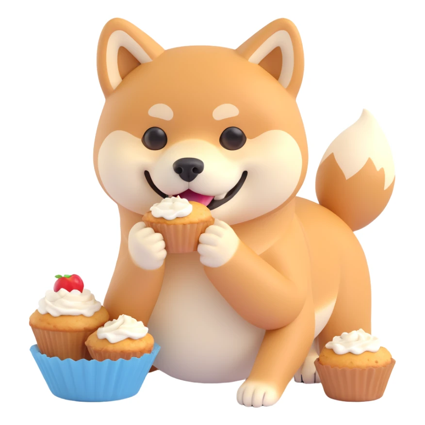shiba inu eating muffins sticker