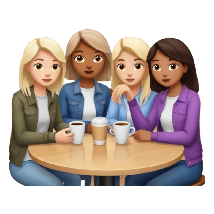 3 girl disscussion around a table in coffe shop sticker