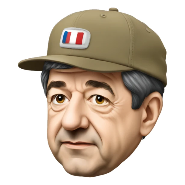 Jean Luc Mélenchon avec une casquette derrière un ordinateur  sticker