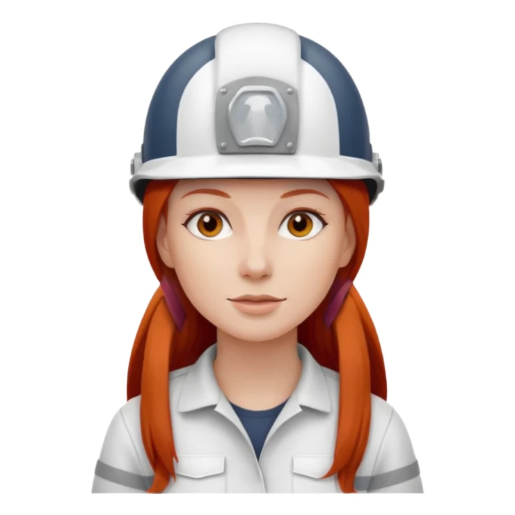 Mujer pelo rojo y largo con casco blanco sin logos  sticker