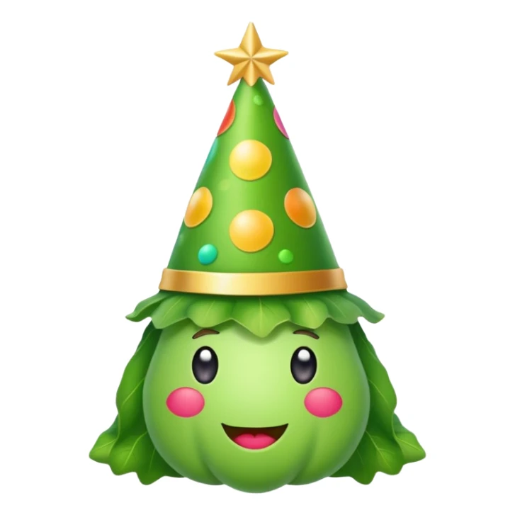 green vegetable with a top party hat sticker