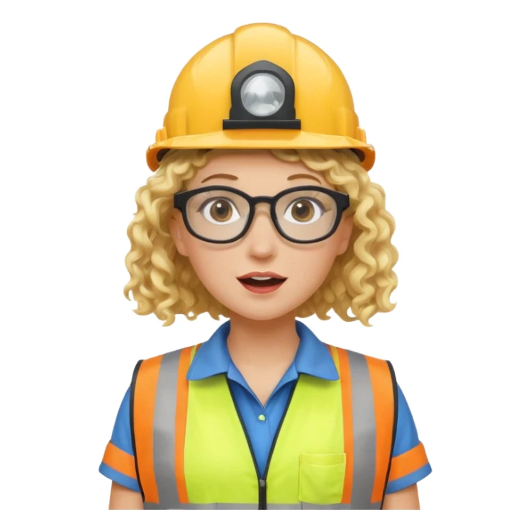 surprised construction worker blond curly haired woman wearing ppe sticker