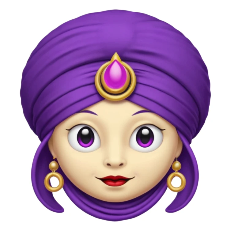 Saturn 🪐 with its rings as the main focus, wearing a whimsical turban, with a small purple devil face 😈, cartoon emoji style, vibrant and centered.
 sticker