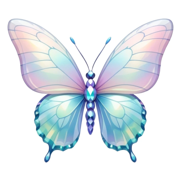Pastel white iridescent glass crystal butterfly sticker