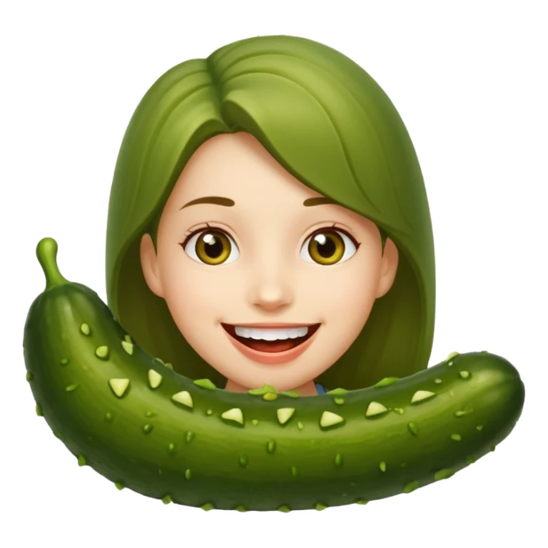 A girl with a huge pickle in side her mouth  sticker