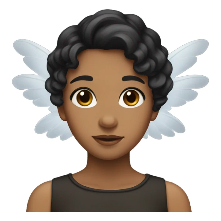 a girl with wavy black hair and wings  sticker