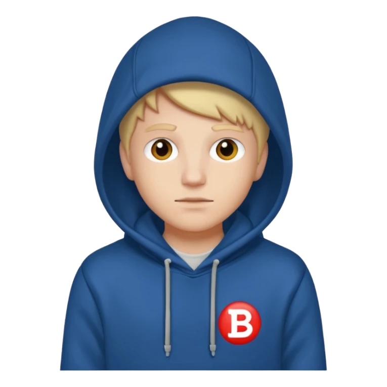 make an image of white person wearing hoodie with BST letters on it sticker