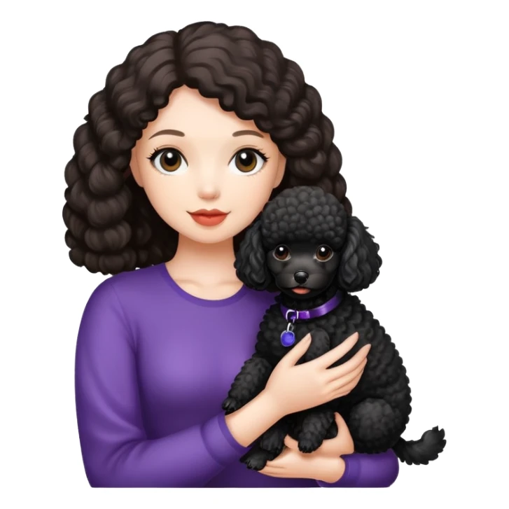Beautiful girl holding a black toy poodle sticker