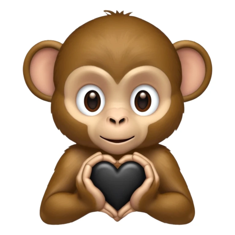 Una scimmia con in mano un cuore nero sticker