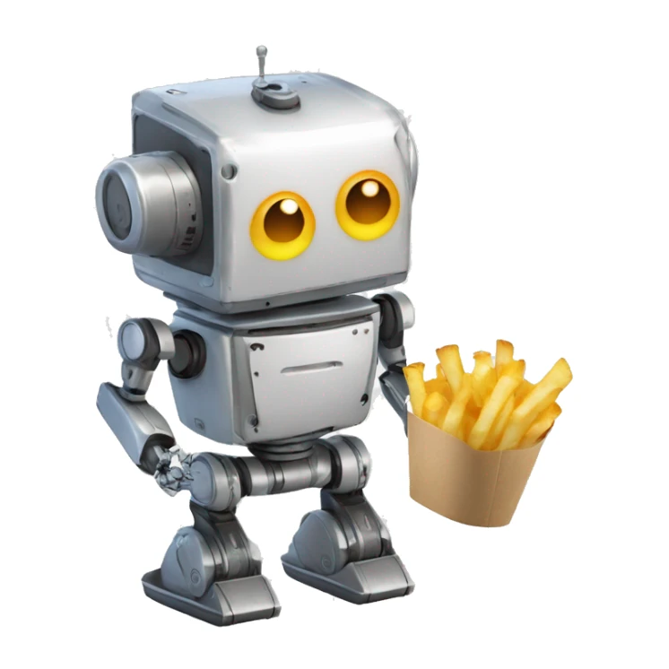Robot mbot avec un pousse palet en forme de cornet de frite sticker