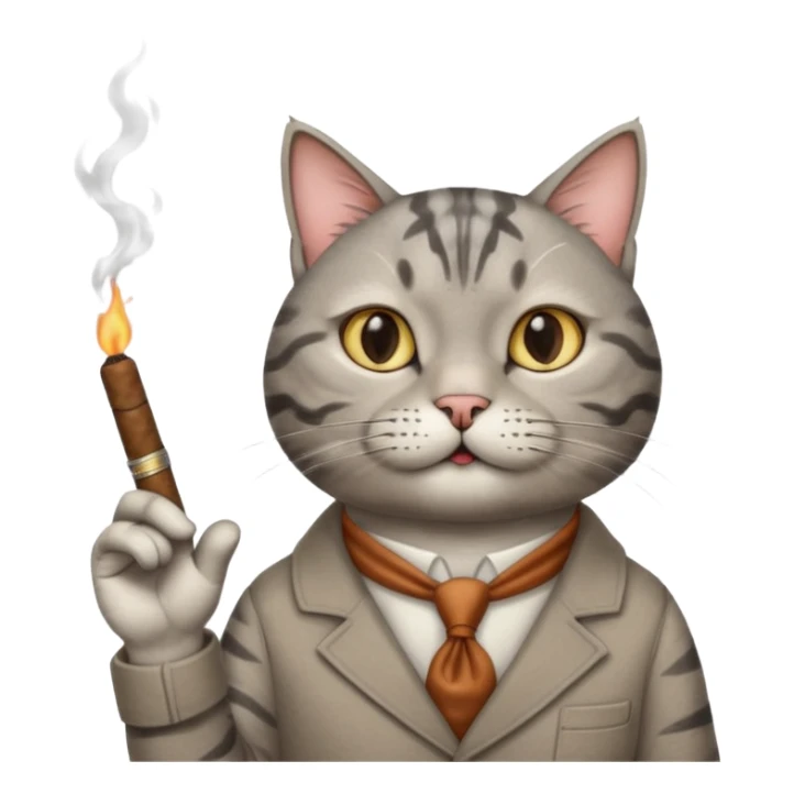 A cat with a cigar with a "classic" hand gesture. sticker