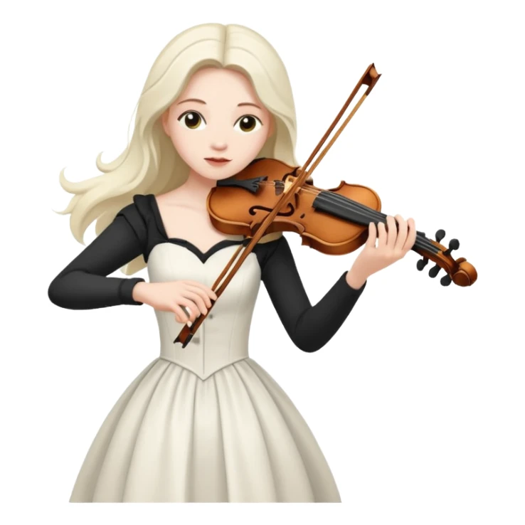 woman playing violin with white dress sticker