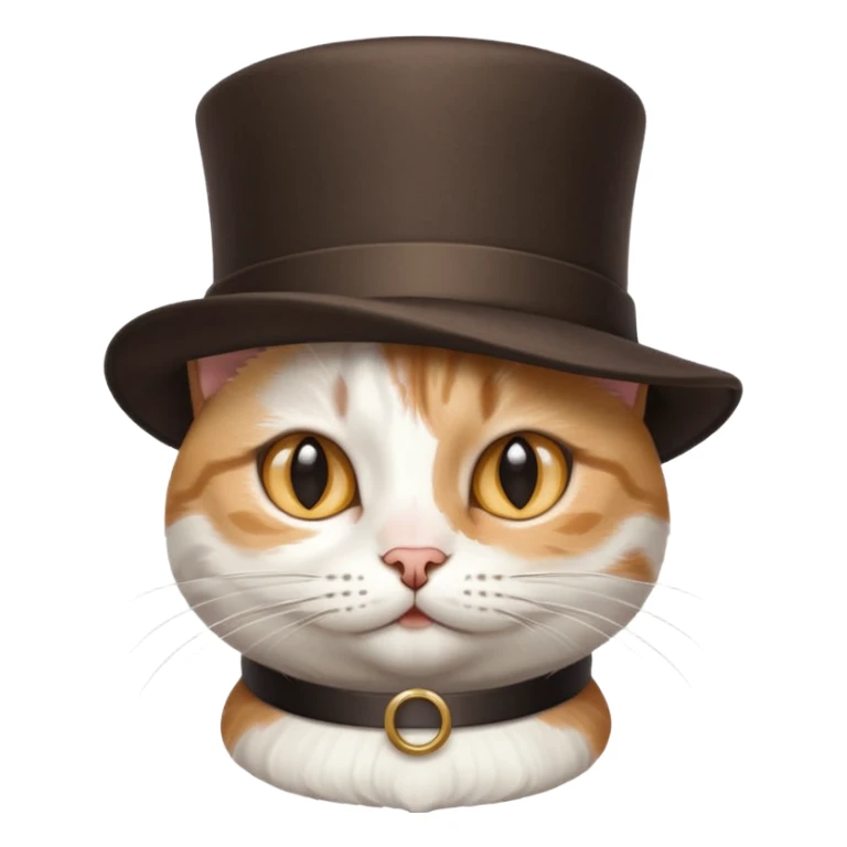 mix of white and tabby cat in a cylinder hat sticker