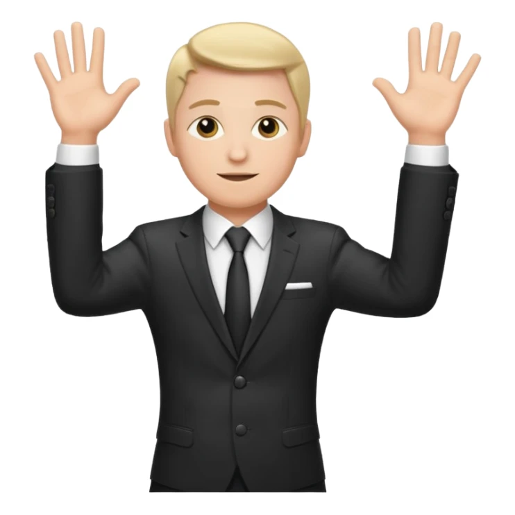 Hands up man meme put a suit on him with tie sticker