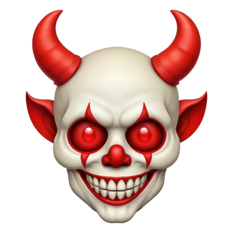 skull with big clown nose and devil horns emoji style sticker