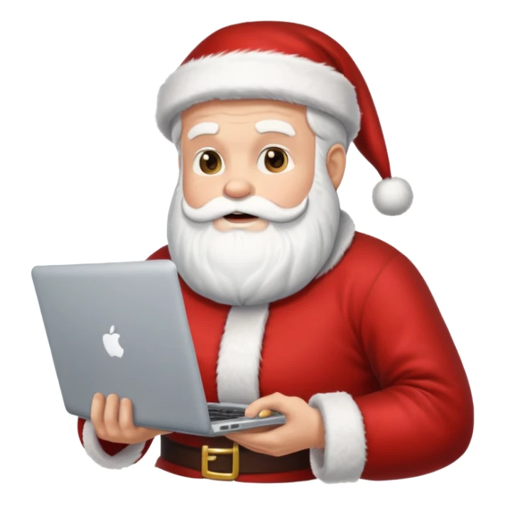 santa god with laptop, direct front sticker