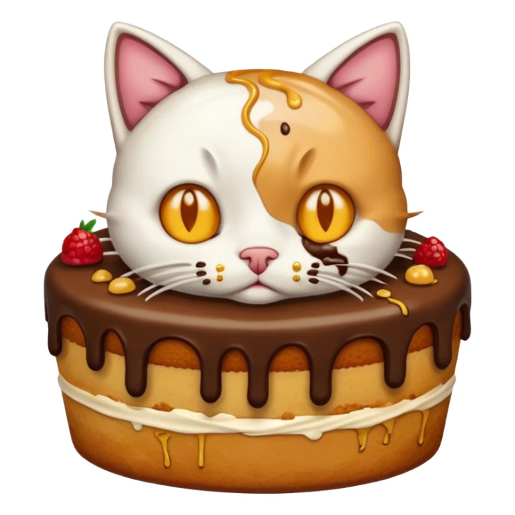 Cat vomiting because of eating cake sticker