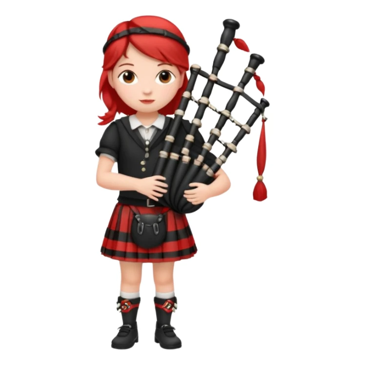 scotch girl playing bagpipe full body red black striped skirt sticker