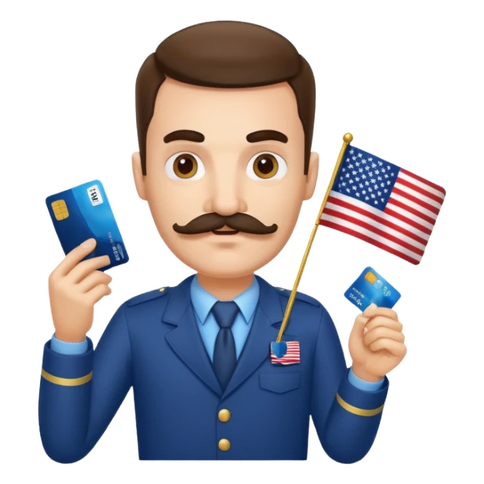 stefan cel mare credit card with us flagwith mustache sticker