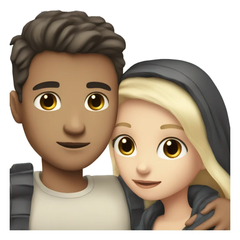 Dark haired boy and blonde girl cuddling sticker