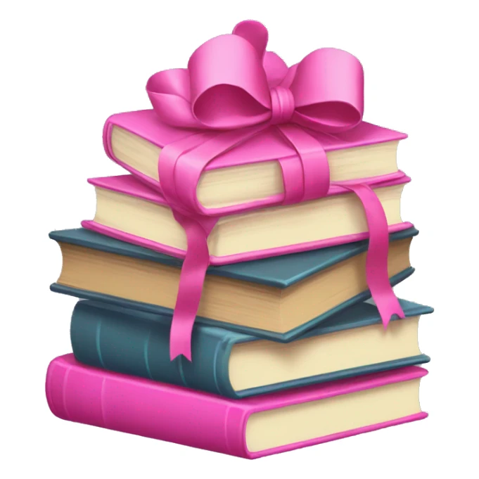 pink stack of books with bow sticker