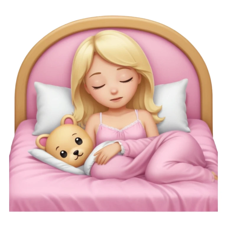 Cute blonde girl sleeping on a pink kawaii bed sticker