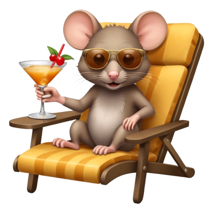 Rat in a lounge chair with a cocktail sticker