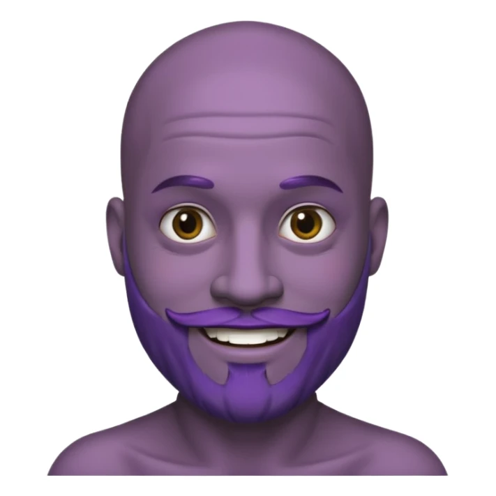 bald purple bearded man with black face tattoo sticker