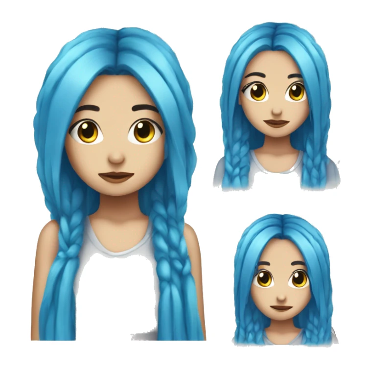 Emo Girl with two very long blue hair in only two long plaits on either side touching the floor  sticker