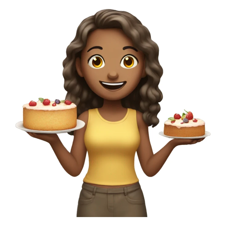happy girl holding food cake  sticker