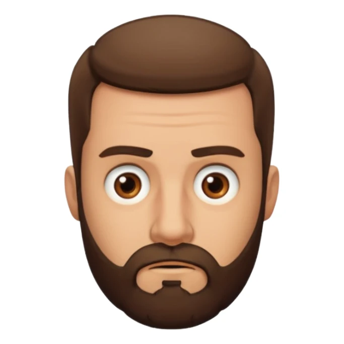 man, short hair, brown eyes, full beard, confused sticker