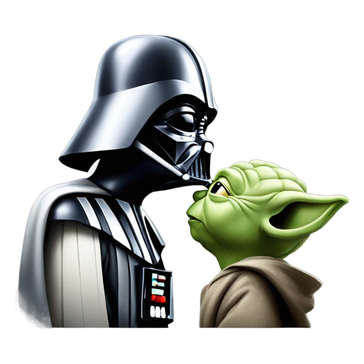 Darth Vader kissing Yoda ￼ sticker