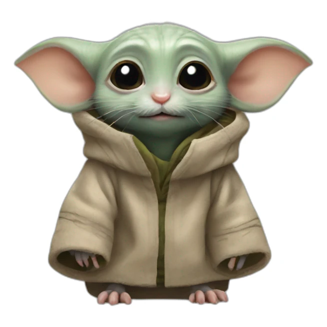rat in baby Yoda outfit sticker